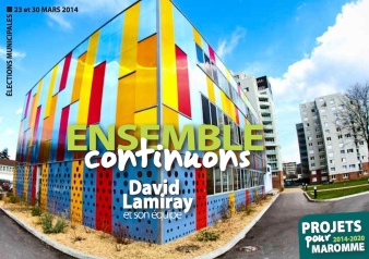Le programme de la liste "Ensemble continuons" conduite par David Lamiray, candidat à l'élection municipale de Maromme, les 23 et 30 mars 2014.